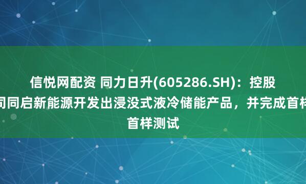 信悦网配资 同力日升(605286.SH)：控股子公司同启新能源开发出浸没式液冷储能产品，并完成首样测试